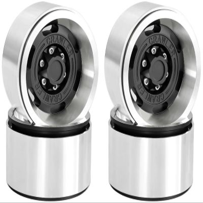 1.9 Metal Beadlock Wheels for 1/10 RC Crawler/Trail Truck, Compatible with Axial SCX10/Capra/TRX-4, CNC-Machined Alloy Rims Heavy-Duty Off-Road Performance Black