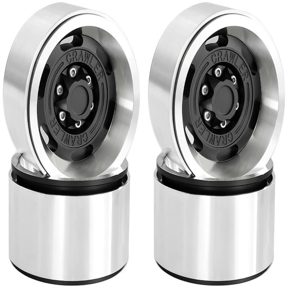 1.9 Metal Beadlock Wheels for 1/10 RC Crawler/Trail Truck, Compatible with Axial SCX10/Capra/TRX-4, CNC-Machined Alloy Rims Heavy-Duty Off-Road Performance Black