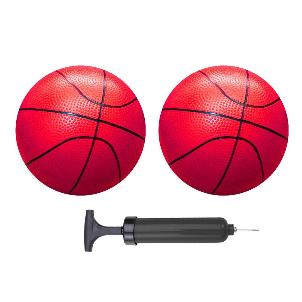 ABAJI Mini Basketballs Red 2 Pack 5" Set with Pump Needle Durable Material for Mini Hoop 3+ YearsToddlers Kids Teenagers for Pool Indoors Outdoors