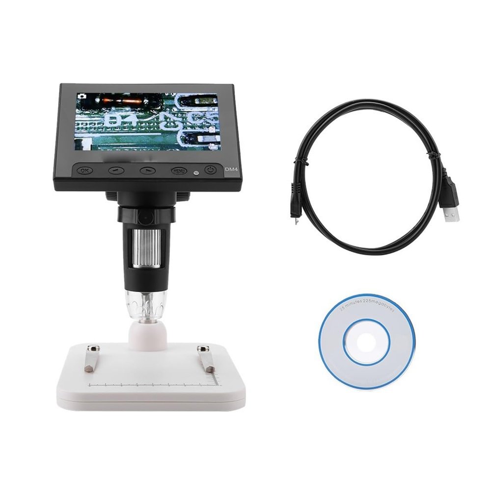 JOEBO Microscope Kit 500/1000X Digital Electronic Microscope 4.3" Display Magnifier with LED (Plastic Holder) Microscope Lens Adapters(2)