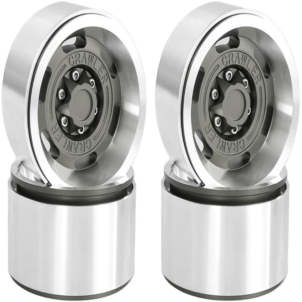 1.9 Metal Beadlock Wheels for 1/10 RC Crawler/Trail Truck, Compatible with Axial SCX10/Capra/TRX-4, CNC-Machined Alloy Rims Heavy-Duty Off-Road Performance Titanium