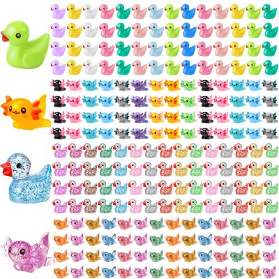 Barydat 200 Pcs Tiny Resin Animals Mini Resin Figures Duck Bulk Axolotls for Hide and Seek, Small Variety Animals Micro Garden Landscape Ornament Dollhouse Party Favors Crafts