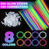 YixangDD 500 PCS Ultra Bright Glow Sticks, 8 Inch Glow Sticks Bulk Party Pack, Light Up Sticks for Glow Bracelets, Necklaces, Concerts, Christmas, Party Supplies with 500 Connectors view 2
