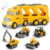 AMACAT-5-in-1 Construction Truck for 3-9 Year Old Boys and Girls - Friction Power Vehicle Car for Toddlers 3-10, Carrier for Kids 3-5 - Christmas and Birthday Gifts view 1