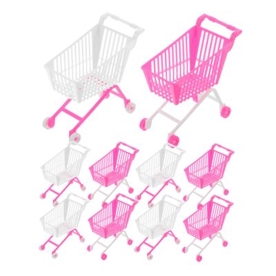 ibasenice 10pcs Miniature Dollhouse Shopping Cart for Boy Girl Realistic Plastic Toy for Pretend Play Cute Home Decor Mini Grocery Cart for Nursery and Early Education