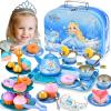 Amplov 43-Piece Princess Tea Set Playset for Kids Pretend Play Kitchen Toy with Teapot, Desserts & Carrying Case | Toddler Tea Party Toys, Imaginative Role Play, Birthday Gift for Girls Ages 3-8 view 1