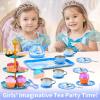 Amplov 43-Piece Princess Tea Set Playset for Kids Pretend Play Kitchen Toy with Teapot, Desserts & Carrying Case | Toddler Tea Party Toys, Imaginative Role Play, Birthday Gift for Girls Ages 3-8 view 4