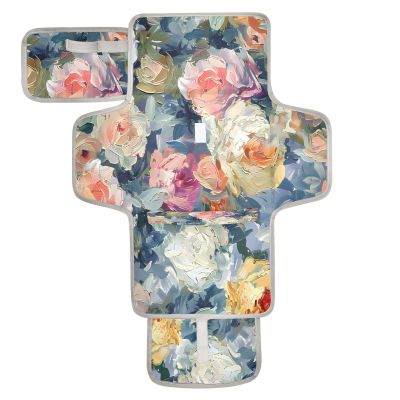 DUOBU Portable Diaper Changing Pad Foldable Baby Changing Mat with Built-in Pillow Waterproof Changing Pad for Newborn Girls Boys Flowers