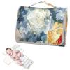 DUOBU Portable Diaper Changing Pad Foldable Baby Changing Mat with Built-in Pillow Waterproof Changing Pad for Newborn Girls Boys Flowers view 2