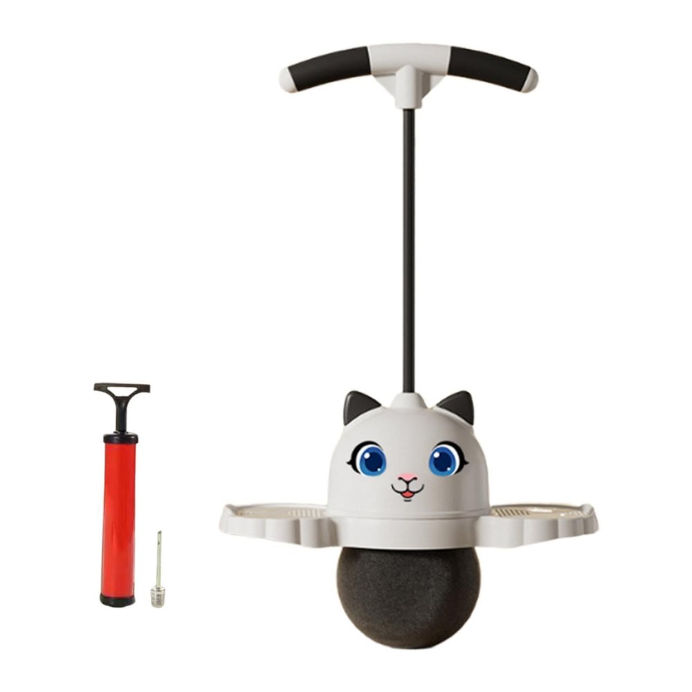 Vaveren Pogo Jump Ball, with Adjustable Handle,Funny with Ball Pump,Jump Board High Jump Toy for Exercise Balance Ability, White
