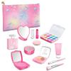Pretend Makeup Kit for Girls, 12 Pcs Kids Cosmetic Pretend Play Beauty Make Up Set, Not Real Eye Shadow Blush Palette Lipstick with Hand Bag, Pink view 1