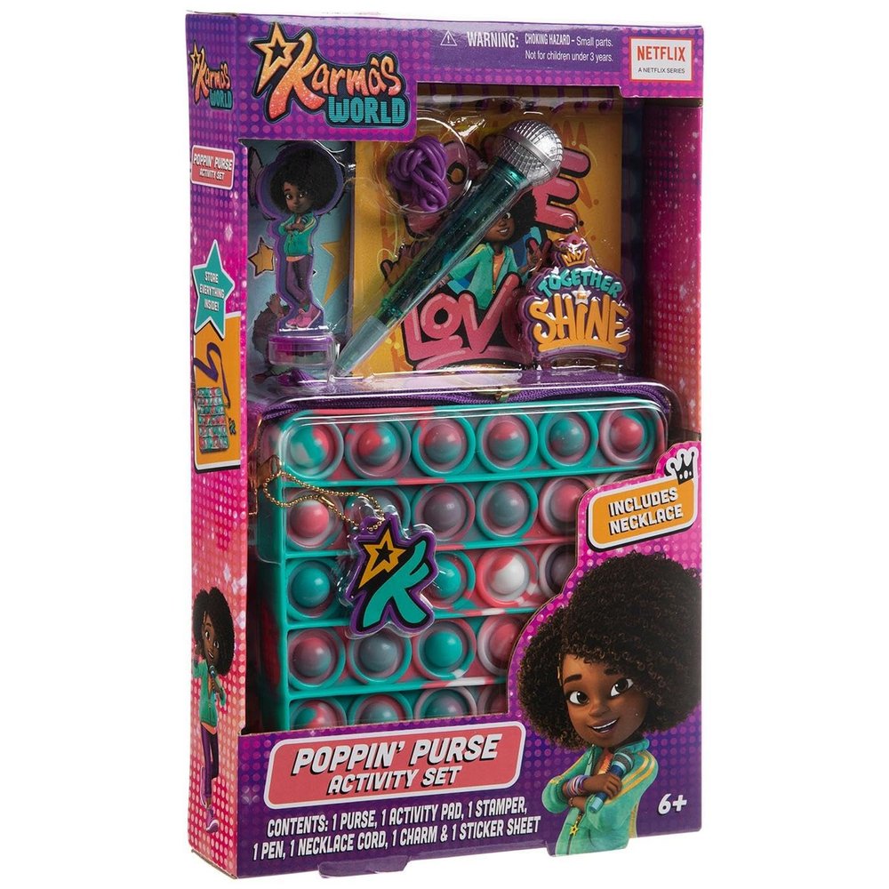 Hobby Lobby Karma's World Poppin' Purse Activity Set, Netflix Series, with Microphone Pen, Necklace, Activity Pad and Stickers, Ages 6+