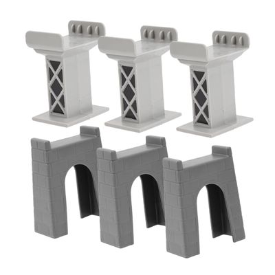 Hemoton 6pcs Train Bridge Pier Supports Curved Track Connectors for Mini Plastic Train Bridge Support Toy Accessory