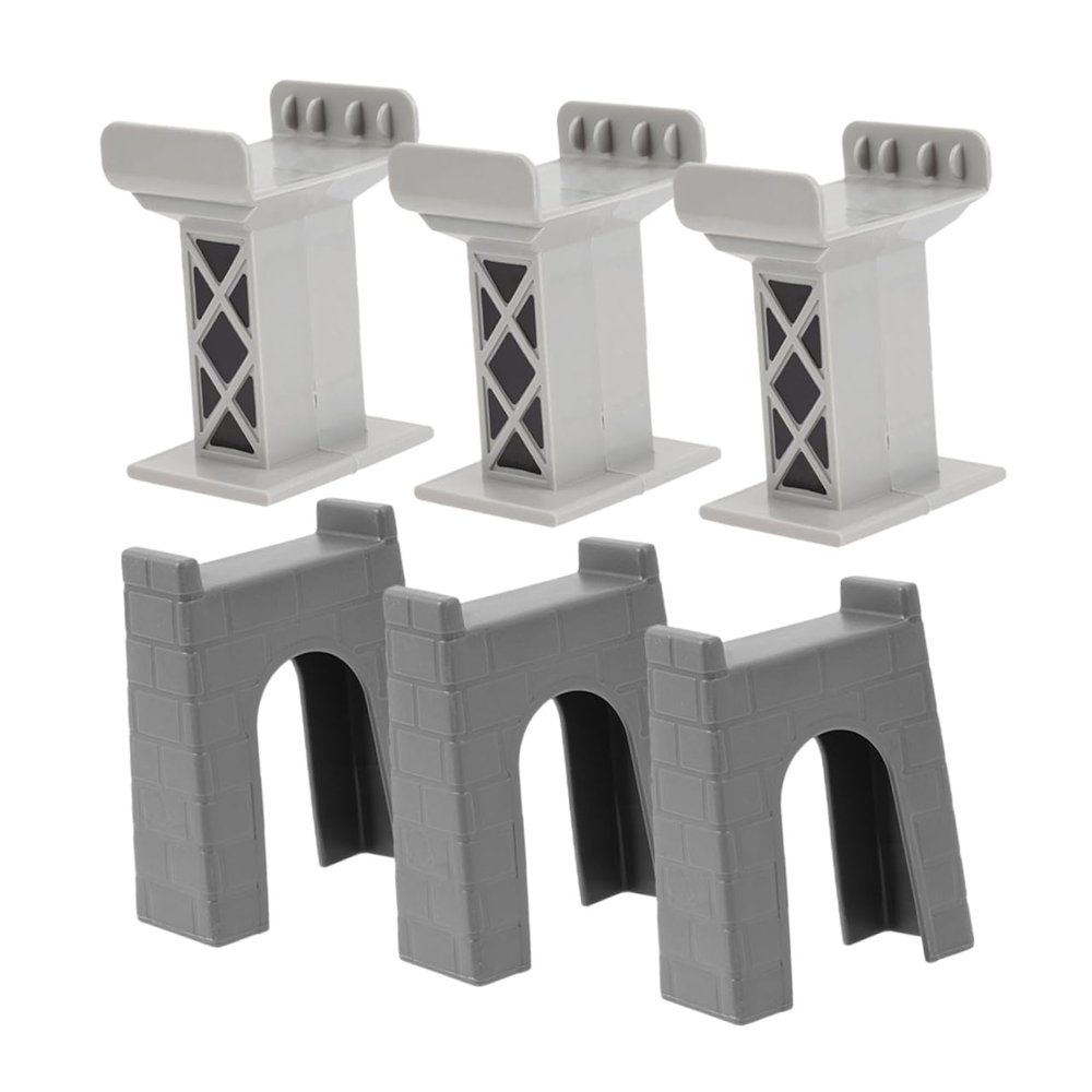 Hemoton 6pcs Train Bridge Pier Supports Curved Track Connectors for Mini Plastic Train Bridge Support Toy Accessory