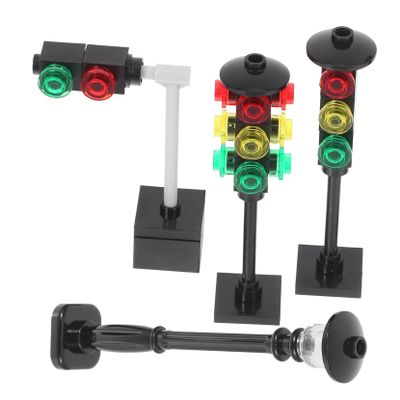 BRIGHTFUFU 4pcs Realistic Mini Traffic Lights Toys Educational Traffic Sign for Preschool Stop Light Building Landscape Decor
