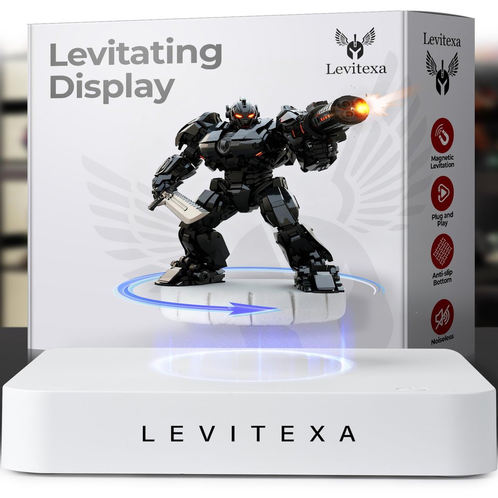 Levitexa Nimbus Levitating Display - Floating Display, Levitating Display Stand, Levitating Decor, Magnetic Display, Magnetic Levitation for Figures and Toys White Square Base