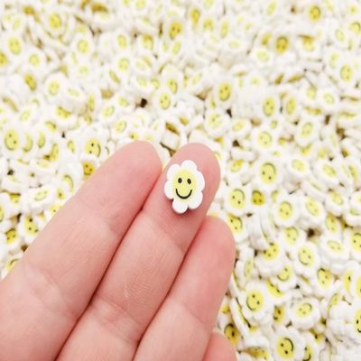 White Polymer Clay Smiling Flower Sprinkles, Fimo Fake Sprinkles, Resin Embellishments, Decoden Funfetti Jimmies, Easter Craft Sprinkles (30 gram bag)