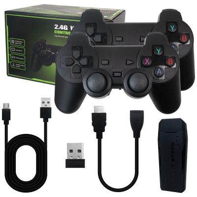 USonline911 M8 Retro Gaming Console with 9 Emulators 64G Wireless Game Stick 20000+ Games 4K HDMI Output Plug and Play Handheld Game Console with 2.4G Wireless Controller Gamepad