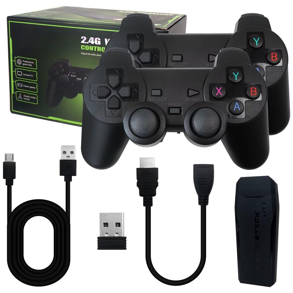 USonline911 M8 Retro Gaming Console with 9 Emulators 64G Wireless Game Stick 20000+ Games 4K HDMI Output Plug and Play Handheld Game Console with 2.4G Wireless Controller Gamepad