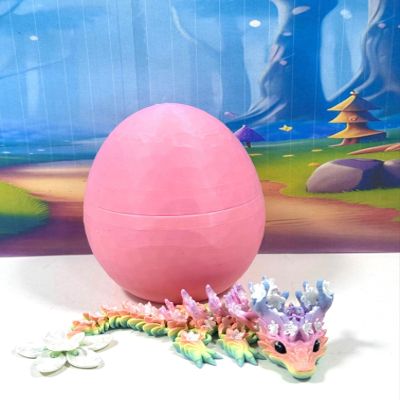 3D Printed Baby Dragon with Dragon Egg, 6" Rainbow Articulated Cherry Blossom Baby Dragon, Fidget Toy for Autism ADHD, Executive DEST Toy, BD004-MAC-PE