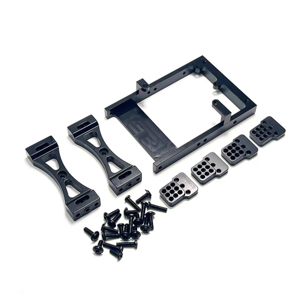RC Upgrade Accessories for WPL for C14 C24 B14 B24 1/16 Metal Servo Mount Bracket Beam Crossbeam Shock Mount RC Car Kit(Black)