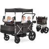 Real Relax 4 Seater Wagon Stroller for Kids, Foldable Kids Wagon with 5-Point Safety Harness, All-Terrain Stroller Wagons with Removable UV-Protection Canopy, Adjustable Handlebar view 1
