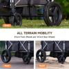 Real Relax 4 Seater Wagon Stroller for Kids, Foldable Kids Wagon with 5-Point Safety Harness, All-Terrain Stroller Wagons with Removable UV-Protection Canopy, Adjustable Handlebar view 3