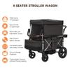 Real Relax 4 Seater Wagon Stroller for Kids, Foldable Kids Wagon with 5-Point Safety Harness, All-Terrain Stroller Wagons with Removable UV-Protection Canopy, Adjustable Handlebar view 4