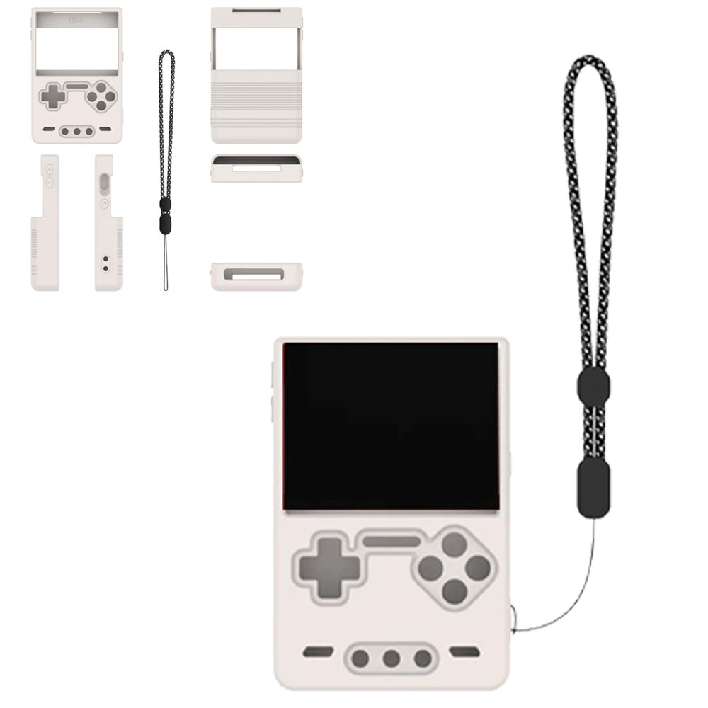 for Trimui Brick Handheld Game Console Gaming Controller Silicone Grip Case Soft Skin Silicone Case Full Protective Case Cover with Lanyard-White