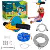 ZEROMX Zip Line Kit for Kids and Adults Outdoor, UFO Trolley 75/100/120/150ft Zipline for Backyard, Up to 350 Lbs, Included Swing Seat, Ziplines Stainless Steel Brake and Safety Cable view 1