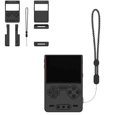 for Trimui Brick Handheld Game Console Gaming Controller Silicone Grip Case Soft Skin Silicone Case Full Protective Case Cover with Lanyard-Black