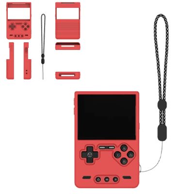 for Trimui Brick Handheld Game Console Gaming Controller Silicone Grip Case Soft Skin Silicone Case Full Protective Case Cover with Lanyard-Red