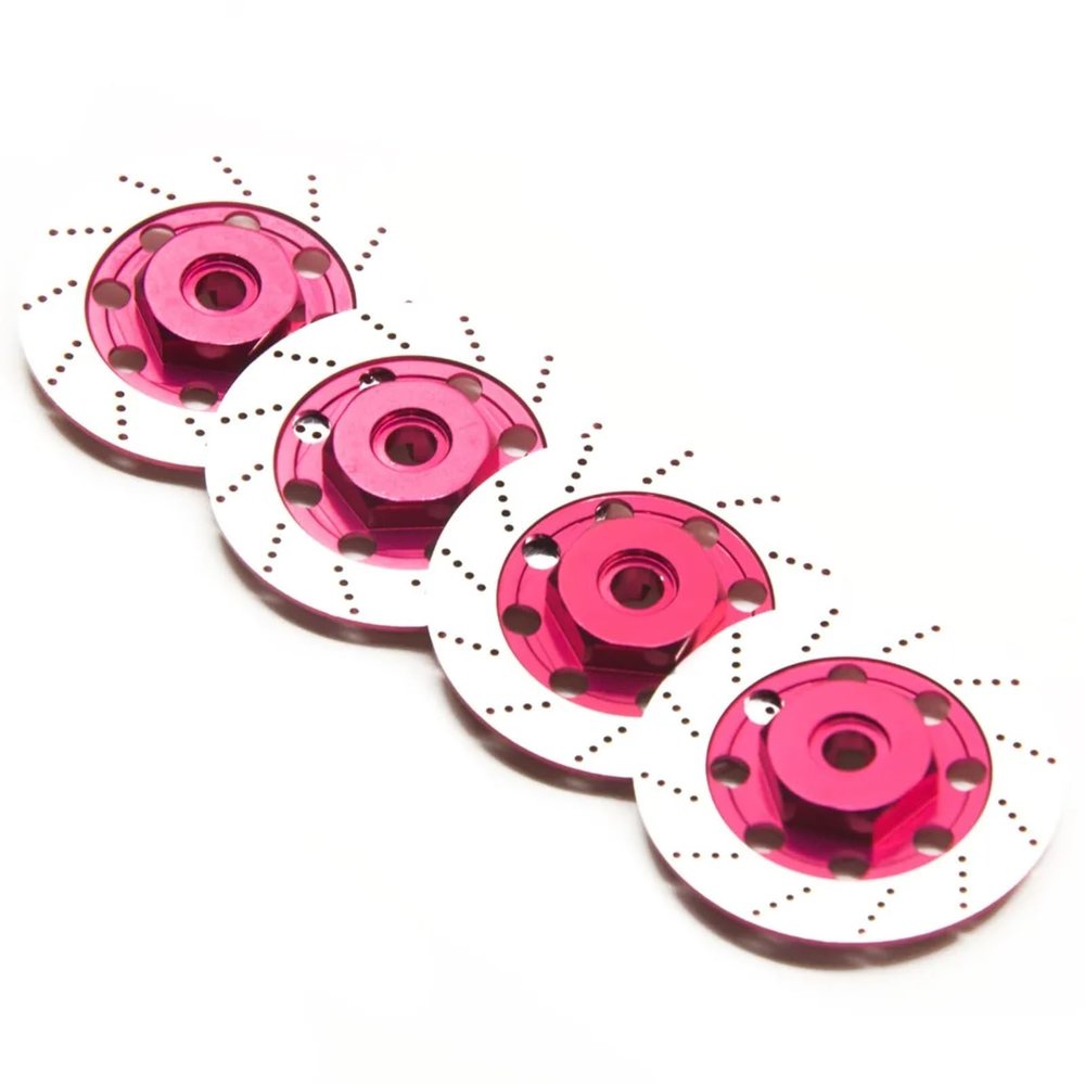 RC Car Repair Kit for Sakura D4 1/10 4pcs Wheel Brake Disc Set RC Drift for Racing Car Model Upgrade Parts Modified Accessories Replacement DIY Parts(Pink)