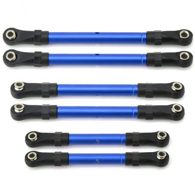 for Traxxas for Slash for Stampede for Hoss for Rustler 4x4 1/10 Replacement Turnbuckles Pull Rod Link Rod Steering Rod Set RC Car Upgrade Parts RC Repair Parts(Blue)