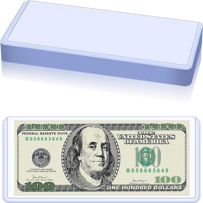 15 Pack Dollar Bill Sleeves - 6.8" x 2.9" Clear PVC Currency Sleeves, Hard Plastic Dollar Bill Holders & Organizer for Collectors