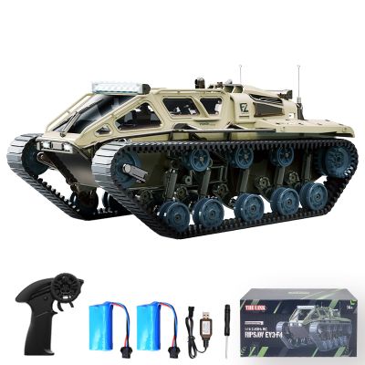 Authticar RC Tank Car, 1:16 Scales Transport Military Vehicle RC Tank, 4WD RTR Off Road RC Crawler with 360Rotating Drifting Dual Motor Gearbox Proportional Control Military Truck RC Toy for Adult