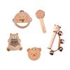 Generic Wood Rattles Set Baby Musical Toys Developmental Preschool Hand Rattles Bell Rattle Toy for Kids Newborn Children Infant Gift, 5Pcs view 1