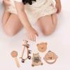 Generic Wood Rattles Set Baby Musical Toys Developmental Preschool Hand Rattles Bell Rattle Toy for Kids Newborn Children Infant Gift, 5Pcs view 4