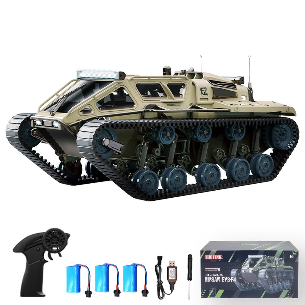 Authticar RC Tank Car, 1:16 Scales Transport Military Vehicle RC Tank, 4WD RTR Off Road RC Crawler with 360Rotating Drifting Dual Motor Gearbox Proportional Control Military Truck RC Toy for Adult