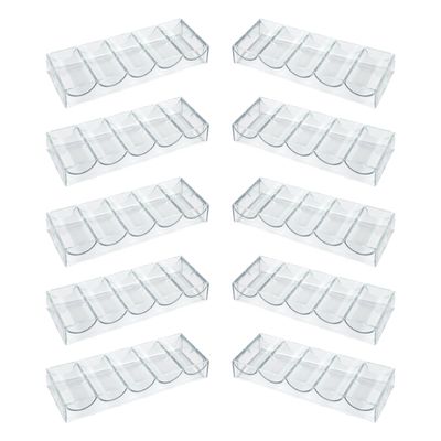 Gamers Lounge Poker Chip Trays - 100-count Clear Acrylic Poker Chip Racks - Chip Storage and Display Case (10)