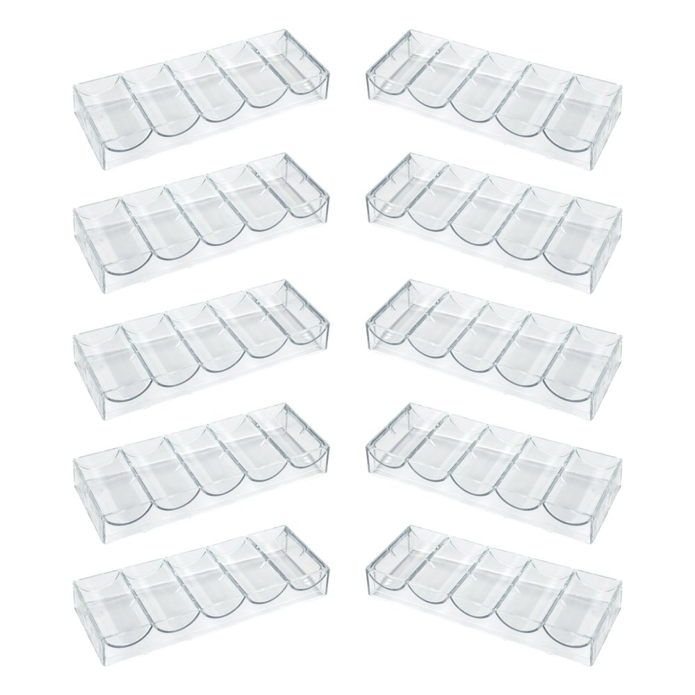Gamers Lounge Poker Chip Trays - 100-count Clear Acrylic Poker Chip Racks - Chip Storage and Display Case (10)