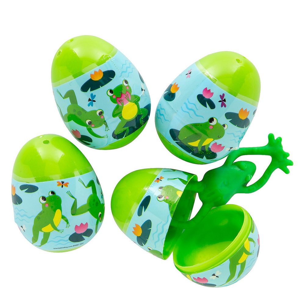 Fun Express 2 1/4" Frog Finger Flinger-Filled Plastic Easter Eggs - 24 Pc.