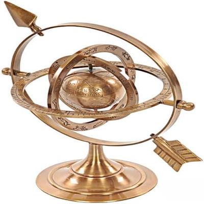 8.5" Solid Brass Armillary Dial Sphere Nautical World Globe Desk Decor.