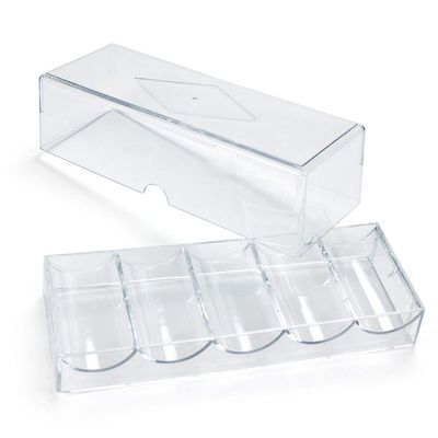 Gamers Lounge Poker Chip Trays with Lids - 100-count Clear Acrylic Poker Chip Racks - Chip Storage and Display Case (1)