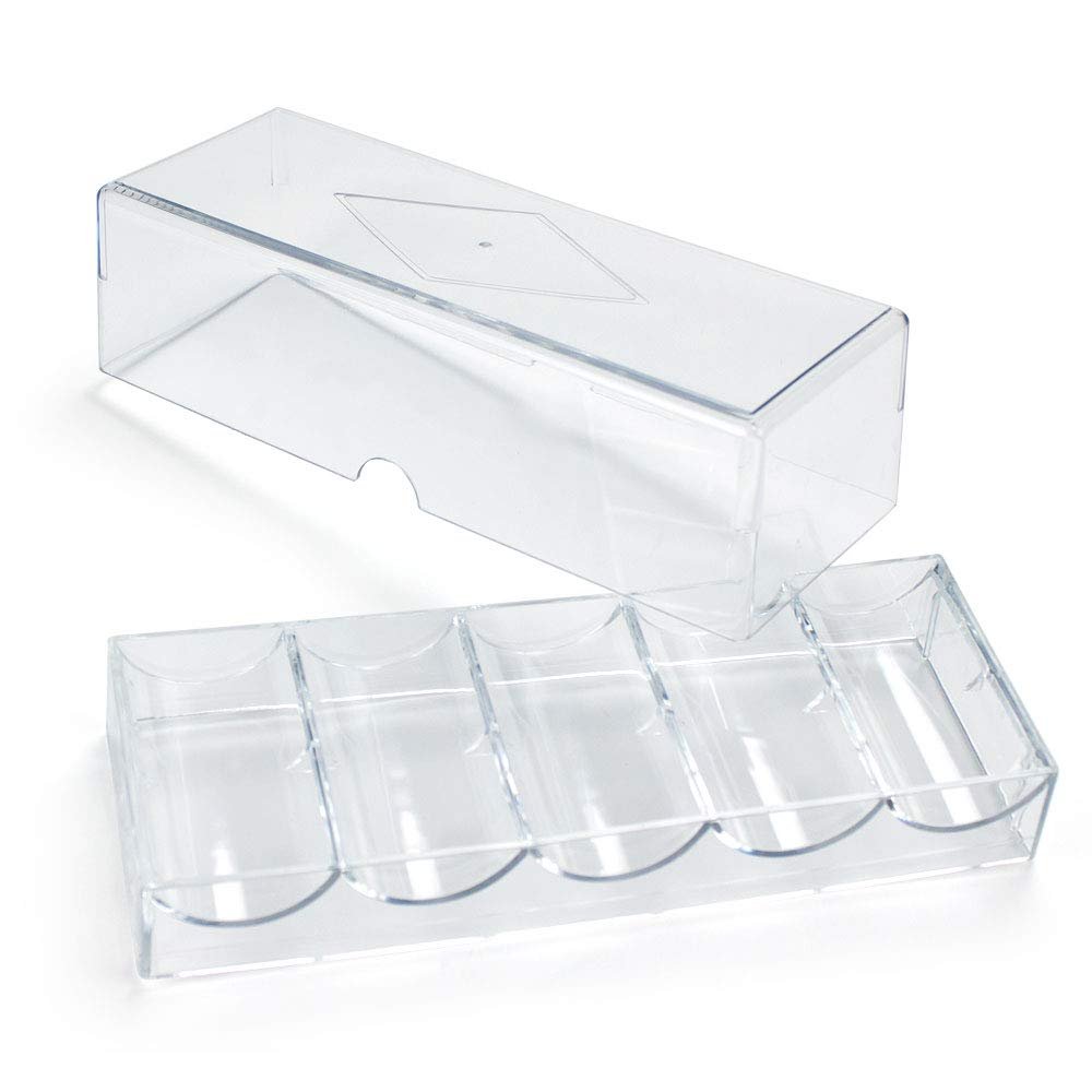 Gamers Lounge Poker Chip Trays with Lids - 100-count Clear Acrylic Poker Chip Racks - Chip Storage and Display Case (1)