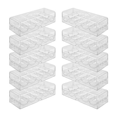 Gamers Lounge Poker Chip Trays with Lids - 100-count Clear Acrylic Poker Chip Racks - Chip Storage and Display Case (10)