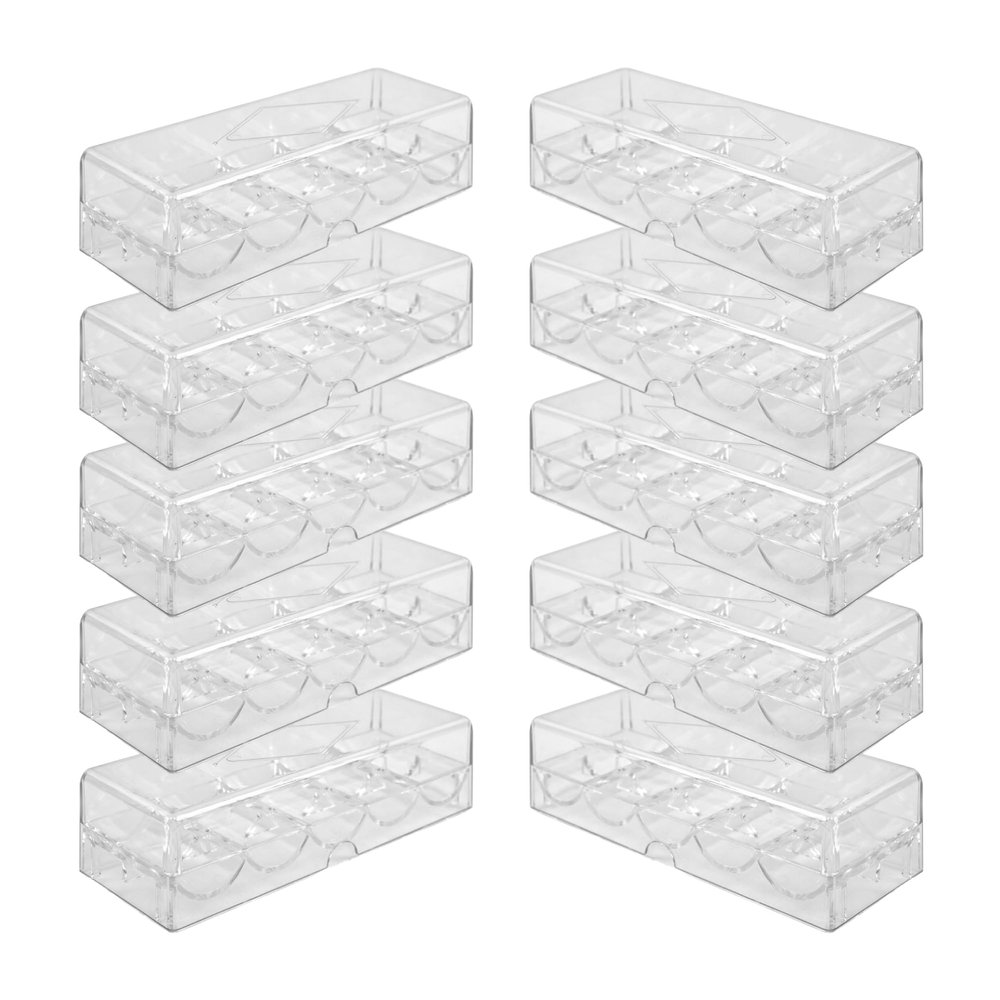 Gamers Lounge Poker Chip Trays with Lids - 100-count Clear Acrylic Poker Chip Racks - Chip Storage and Display Case (10)