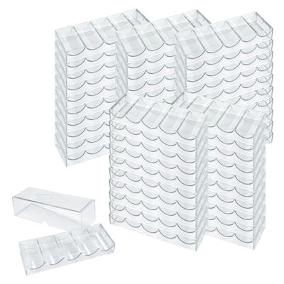 Gamers Lounge Poker Chip Trays with Lids - 100-count Clear Acrylic Poker Chip Racks - Chip Storage and Display Case (50)