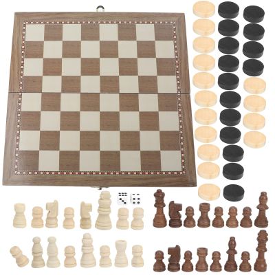 3 in 1 Multi Functional Folding Chess Checkers Board Game Set, Portable Draughts, Tablero for Travel and School, 11.6X5.7X1.6In
