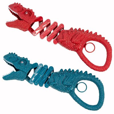 Fun Express 9" x 1 3/4" Red & Blue Extending Dinosaur Chomping Grabbers - 6 Pc.